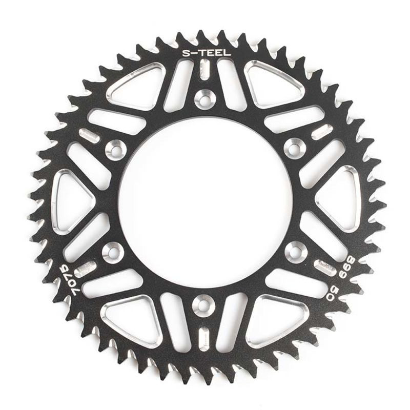 Couronne Aluminium S-TEEL Anti-Boue Suzuki/Yamaha Pas 428 Noir 53 dents